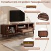 HAUSS SPOLE TV-Schrank mit Massivholztüren,Lowboard TV-Regal mit Schubladen,handgeflochten (Packung, 1-St, Massivholztüren, Landhausstil-Aufbewahrung mit niedriger Frontblende) mit einer Schublade und zwei Schiebetüren Bild 4