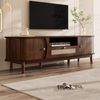 HAUSS SPOLE TV-Schrank mit Massivholztüren,Lowboard TV-Regal mit Schubladen,handgeflochten (Packung, 1-St, Massivholztüren, Landhausstil-Aufbewahrung mit niedriger Frontblende) mit einer Schublade und zwei Schiebetüren Bild 3
