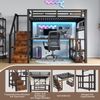 Merax Hochbett, 140 x 200 cm, Kinderbett mit Lagerregal, Hängendes Gitter, LED-Lichtleiste, Schreibtisch, Treppenkonstruktionen mit Stauraum,mit 2 USB-Anschlüssen und 1 Typ-C-Buchse, Schwarz Bild 3