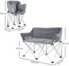 Campingstuhl 2-Sitzer klappbar mit Armlehnen & Seitentaschen, 120 x 57 x 95 cm, Grau Bild 2