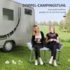 Campingstuhl 2-Sitzer klappbar mit Armlehnen & Seitentaschen, 120 x 57 x 95 cm, Grau Bild 3