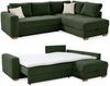 Ecksofa-Dauerschläfer Boxspring Federkern-Couch Topper Bettkasten in Cord Grün Bild 2