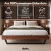 skølm 'Alver' Bett 180x200 cm, Bettgestell, natur geölt, Massivholzbett aus Eiche mit Metallkufen, Walnuss Optik, Bettkopf 2 Streben Bild 2