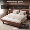 skølm 'Alver' Bett 180x200 cm, Bettgestell, natur geölt, Massivholzbett aus Eiche mit Metallkufen, Walnuss Optik, Bettkopf 2 Streben Bild 4