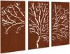 DESIGN IN 3-tlg. Garten-Wanddeko 105x55 cm Cortenstahl Baum-Design Bild 2