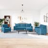 vidaXL 4-tlg. Sofagarnitur mit Kissen und Nackenrollen Blau Samt 3278470 Bild 3