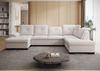 Ecksofa Mondo, Sofa mit Schlaffunktion und Bettkasten, Couch U-Form, Sofa Rechts, Chenille-Stoff WIND, 329 x 103 x 215 cm, Beige Bild 4