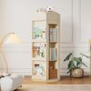 Bücherregal, 360° drehbar mit 3 Ebenen & Bilderbuchfächern, 63x63x142 cm, Natur Bild 2
