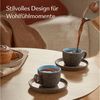 Cosumy Cappuccinotasse Espressotassen mit Untertassen 4er Set - 90 ml Keramik Blau, 8-tlg, Keramik, Warm Bild 2