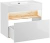 Badmöbel Set mit Keramik-Waschtisch inkl LED BERMUDA-56 in Weiß-Hochglanz mit Wotaneiche B/H/T: 190/200/45cm Bild 5