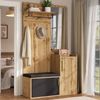 Garderobe kompakt 4‑in‑1 mit Spiegel und Sitzbank, Schuhschrank in Holzoptik Natur und Schwarz, 100 x38 x 185 cm Bild 4