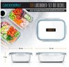Arendo Frischhaltedose mit Deckel 5er Set, Vorratsdosen, Glas-Lunchboxen, auslaufsicher, Borosilikatglas, Kunststoff, (5-tlg), Mikrowellen-, Ofen-, Gefrier- & spülmaschinengeeignet, Klickverschluss Bild 2