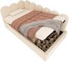 Polsterbett 90×190 cm aus Samt-Stoff mit hydraulischem Stauraum & Metall-Lattenrost, beige Bild 5
