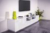 Dmora TV-Schrank Albak, niedriges Wohnzimmer-Sideboard, Fernsehständer-Basis, 100 % Made in Italy, 260 x 41 x 46 cm, glänzendes Weiß, Bild 2
