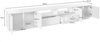 Dmora TV-Schrank Albak, niedriges Wohnzimmer-Sideboard, Fernsehständer-Basis, 100 % Made in Italy, 260 x 41 x 46 cm, glänzendes Weiß, Bild 3
