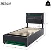 Polsterbett 90x200 cm mit USB-Ladefunktion, LED-Beleuchtung und Bettkasten, gepolstertes PU in Schwarz Bild 4