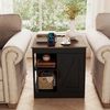 COSTWAY Beistelltisch, Nachttisch mit Ladefunktion, verstellbarem Regal Holz Bild 2