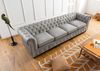 Sofa 4-Sitzer Echtleder 274x82x75 grau CHESTERFIELD #204 Bild 3