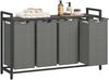 Vasagle Wäschekorb mit 4 Fächern, Metallrahmen Schwarz/Grau, 4x40L / 72 x 33 x 116 cm Bild 1