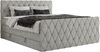 Boxspringbett, Doppelbett mit Fußteil, Multipocket-Matratzen und Topper, gestepptes Kopfteil und Front - MIREN KING DUO - 120 x 200 cm - Hellgrau Stoff - H3 Bild 4