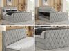 Boxspringbett, Doppelbett mit Fußteil, Multipocket-Matratzen und Topper, gestepptes Kopfteil und Front - MIREN KING DUO - 120 x 200 cm - Hellgrau Stoff - H3 Bild 2