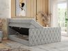 Boxspringbett, Doppelbett mit Fußteil, Multipocket-Matratzen und Topper, gestepptes Kopfteil und Front - MIREN KING DUO - 120 x 200 cm - Hellgrau Stoff - H3 Bild 3