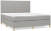 vidaXL Boxspringbett mit Matratze Hellgrau 160x200 cm Stoff, Härtegrad: H2 [3142185] Bild 2