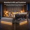 PXloue Polsterbett LED-Bett mit Stauraum und Ladeanschluss (Geeignet für Jugendliche und Erwachsene), Hydraulisches Stauraumbett, Bettkasten, Leinen Bild 3