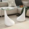 Couchtische, Sofatische 2 Stk. mit Runder Glasplatte Hochglanz Weiß Bild 2