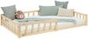 Kinderbett 120x200 mit Matratze Bodenbett mit Rausfallschutz Montessori Bett Kleinkindbett Holz Kiefer Natur Massiv Einzelbett Lattenrost Bild 2