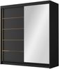 Kleiderschrank mit Goldverzierung Bajpra III mit zwei Schwebetüren, Spiegel (Farbe: Schwarz) Bild 2