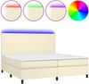 vidaXL Polsterbett mit Matratze & LED Creme 200x200 cm Kunstleder, Härtegrad: H2 [3135845] Bild 2