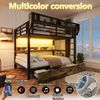 Merax Etagenbett, Metallbett 140x200cm mit Schubladen LED-Beleuchtung Aufbewahrungskorb, Schwarz Bild 5