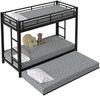 90*200cm Etagenbett, Eisenrahmenbett, Kinderbett, ausgestattet mit Ausziehbett, hohe Geländer, EN747 zertifiziert, robuste Konstruktion, schwarz Bild 5
