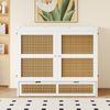 Schrankbett, Vertikales Wandklappbett mit Lattenrost Stauraumschubladen Rattan-Design, Holz, Weiß, 140x200cm Bild 2