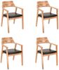 SAM Esszimmerstuhl massive Akazie natur Sitz Echtleder schwarz ANGEL (4er-Set) Bild 1