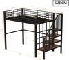 Hochbett 140×200 cm mit Treppe und Stauraum, Metall-Holz-Konstruktion, Schwarz, ohne Matratze Bild 5