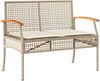 vidaXL Gartenbank mit Kissen Beige Poly Rattan Akazienholz 366257 Bild 2