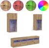 5-tlg. TV Wand Einheiten,Wohnwand Wohnzimmer mit LED Artisan-Eiche 40,5 x 30 x 90 cm Bild 4