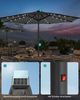 Sonnenschirm mit LED-Solar-Beleuchtung und Kurbel, knickbar, Metall grau, Ø 3 m Bild 3