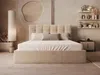 Vente-unique - MIRDAL Bett SamtStoff Beige - B 213 cm x H 106 cm x L 210 cm Bild 2