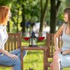 Relaxdays Braune Gartenbank mit Tisch Bild 4