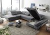 Couch MELFI L Sofa Schlafcouch Wohnlandschaft Schlaffunktion dunkelgrau U-Form Bild 3
