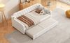 Schlafsofa aus Leinenstoff mit Ausziehbett & USB-Anschluss, 90x200 cm, Beige, ohne Matratze Bild 2
