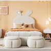 Polsterbett 90x200 cm aus Samt mit LED-Beleuchtung und Stauraum – verspieltes Hasenohren-Design Bild 1
