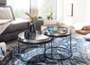 Couchtisch 2er Set Silber / Schwarz Metall Hammerschlag Satztisch Rund, Sofatisch abnehmbares Tablett, Tabletttisch Sofa 2 teilig Modern, Runder Beistelltisch Bild 3