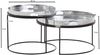Couchtisch 2er Set Silber / Schwarz Metall Hammerschlag Satztisch Rund, Sofatisch abnehmbares Tablett, Tabletttisch Sofa 2 teilig Modern, Runder Beistelltisch Bild 4