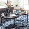 Couchtisch 2er Set Silber / Schwarz Metall Hammerschlag Satztisch Rund, Sofatisch abnehmbares Tablett, Tabletttisch Sofa 2 teilig Modern, Runder Beistelltisch Bild 2