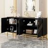 Modernes Sideboard mit 4 Türen – Stilvolles Design in Schwarz & Gold, MDF-Korpus mit Metallbeinen, große Kapazität, höhenverstellbare Regale – für Wohnzimmer, Esszimmer & Flur Bild 3