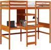 vidaXL Hochbett mit Schreibtisch & Ablagen Braun 90x200 cm Kiefernholz 3308543 Bild 4